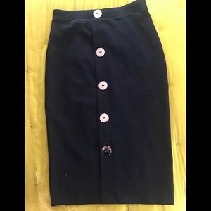 Black midi pencil skirt
